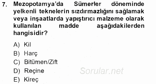 Eski Mezopotamya ve Mısır Tarihi 2014 - 2015 Ara Sınavı 7.Soru