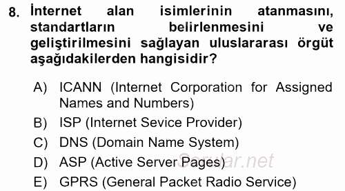 İnternet Yayıncılığı 2017 - 2018 Ara Sınavı 8.Soru