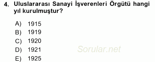 Endüstri İlişkileri 2016 - 2017 Dönem Sonu Sınavı 4.Soru