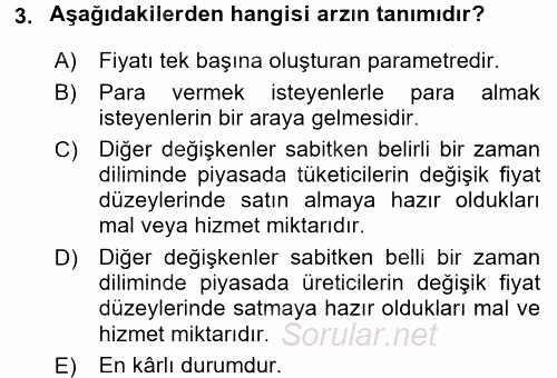 Sağlık Ekonomisi 2017 - 2018 Ara Sınavı 3.Soru