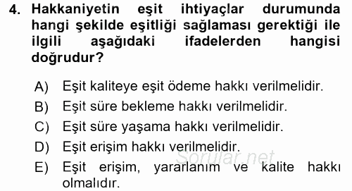 Sağlık Ekonomisi 2017 - 2018 Ara Sınavı 4.Soru