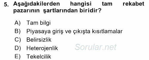 Sağlık Ekonomisi 2017 - 2018 Ara Sınavı 5.Soru