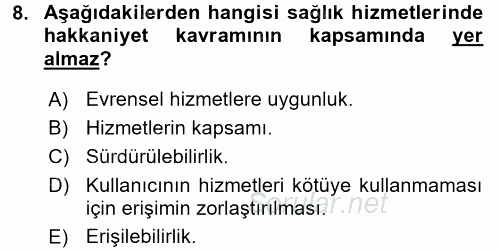 Sağlık Ekonomisi 2017 - 2018 Ara Sınavı 8.Soru