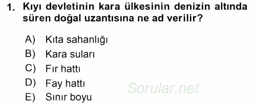 Türk Dış Politikası 1 2015 - 2016 Tek Ders Sınavı 1.Soru