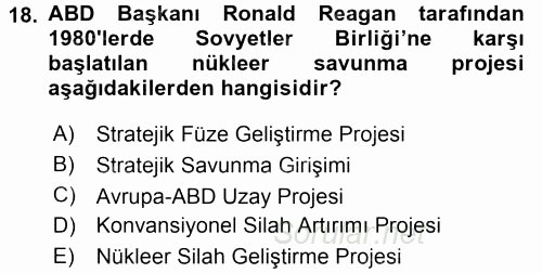 Türk Dış Politikası 1 2015 - 2016 Tek Ders Sınavı 18.Soru