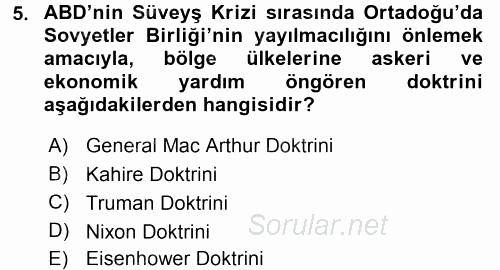 Türk Dış Politikası 1 2015 - 2016 Tek Ders Sınavı 5.Soru