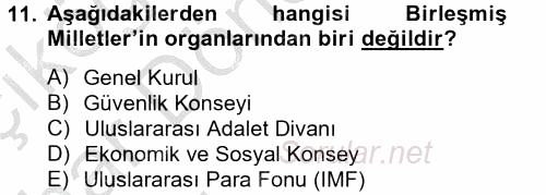 Siyasi Tarih 2 2012 - 2013 Ara Sınavı 11.Soru