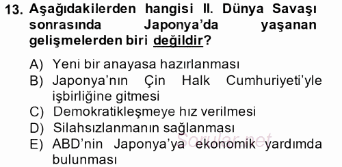 Siyasi Tarih 2 2012 - 2013 Ara Sınavı 13.Soru