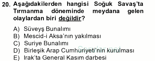Siyasi Tarih 2 2012 - 2013 Ara Sınavı 20.Soru