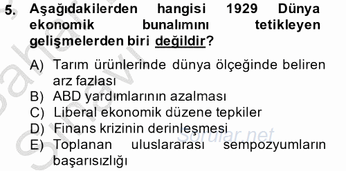 Siyasi Tarih 2 2012 - 2013 Ara Sınavı 5.Soru