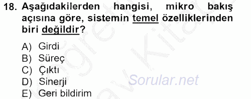 İşletme Yönetimi 2012 - 2013 Ara Sınavı 18.Soru