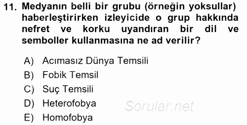 Suç Sosyolojisi 2017 - 2018 3 Ders Sınavı 11.Soru