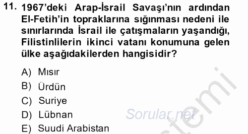 Siyasi Tarih 2 2014 - 2015 Dönem Sonu Sınavı 11.Soru