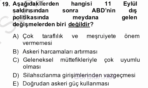 Siyasi Tarih 2 2014 - 2015 Dönem Sonu Sınavı 19.Soru