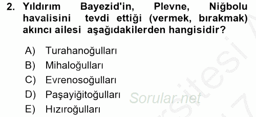 Osmanlı´da İskan ve Göç 2016 - 2017 Ara Sınavı 2.Soru