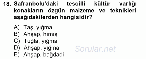 Arkeolojik Alan Yönetimi 2014 - 2015 Dönem Sonu Sınavı 18.Soru