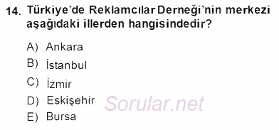 Medya Ekonomisi ve İşletmeciliği 2014 - 2015 Ara Sınavı 14.Soru