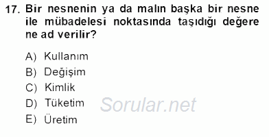 Medya Ekonomisi ve İşletmeciliği 2014 - 2015 Ara Sınavı 17.Soru