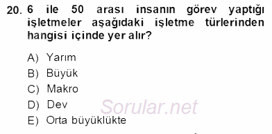 Medya Ekonomisi ve İşletmeciliği 2014 - 2015 Ara Sınavı 20.Soru