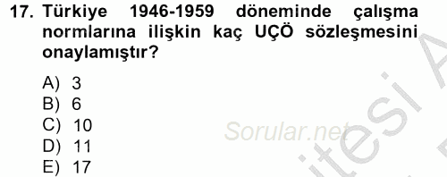 Uluslararası Sosyal Politika 2013 - 2014 Dönem Sonu Sınavı 17.Soru