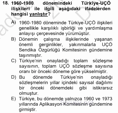 Uluslararası Sosyal Politika 2013 - 2014 Dönem Sonu Sınavı 18.Soru