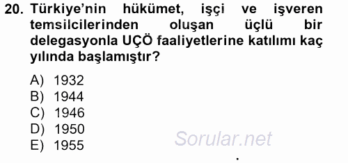 Uluslararası Sosyal Politika 2013 - 2014 Dönem Sonu Sınavı 20.Soru
