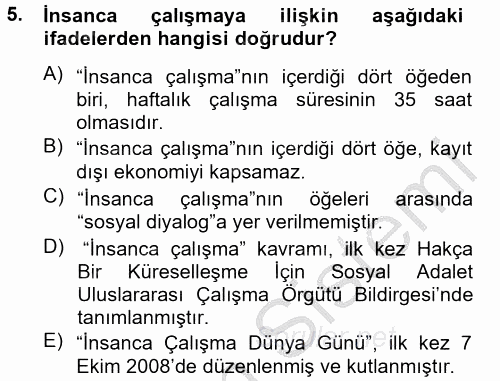 Uluslararası Sosyal Politika 2013 - 2014 Dönem Sonu Sınavı 5.Soru