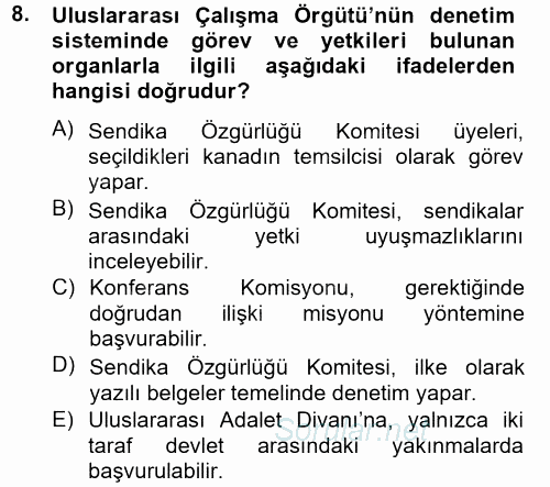 Uluslararası Sosyal Politika 2013 - 2014 Dönem Sonu Sınavı 8.Soru