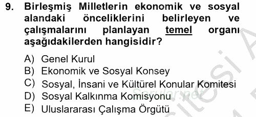 Uluslararası Sosyal Politika 2013 - 2014 Dönem Sonu Sınavı 9.Soru