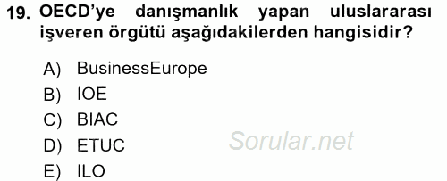 Endüstri İlişkileri 2017 - 2018 Ara Sınavı 19.Soru