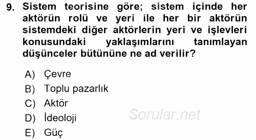 Endüstri İlişkileri 2017 - 2018 Ara Sınavı 9.Soru