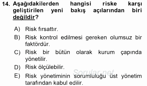 Lojistik Yönetimi 2015 - 2016 Tek Ders Sınavı 14.Soru