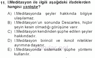 Zihin Felsefesi 2013 - 2014 Tek Ders Sınavı 11.Soru