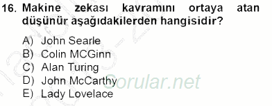 Zihin Felsefesi 2013 - 2014 Tek Ders Sınavı 16.Soru