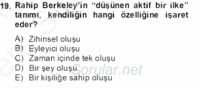 Zihin Felsefesi 2013 - 2014 Tek Ders Sınavı 19.Soru