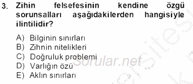 Zihin Felsefesi 2013 - 2014 Tek Ders Sınavı 3.Soru