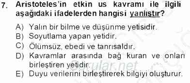 Zihin Felsefesi 2013 - 2014 Tek Ders Sınavı 7.Soru