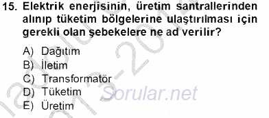 Güç Sistemleri Analizi 2013 - 2014 Tek Ders Sınavı 15.Soru