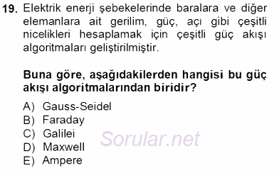 Güç Sistemleri Analizi 2013 - 2014 Tek Ders Sınavı 19.Soru