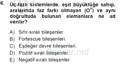 Güç Sistemleri Analizi 2013 - 2014 Tek Ders Sınavı 6.Soru