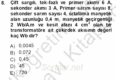 Güç Sistemleri Analizi 2013 - 2014 Tek Ders Sınavı 8.Soru