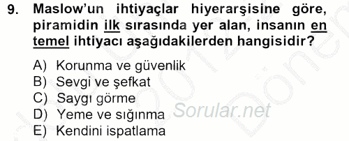 Özel Güvenlik Hizmetlerinde Güvenlik Önlemleri 2012 - 2013 Dönem Sonu Sınavı 9.Soru