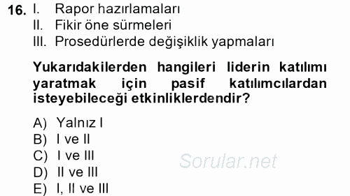 Toplantı Ve Sunu Teknikleri 2014 - 2015 Ara Sınavı 16.Soru