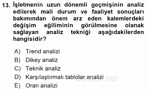 Mali Analiz 2017 - 2018 Ara Sınavı 13.Soru