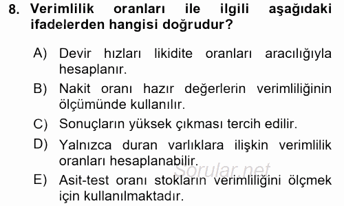 Mali Analiz 2017 - 2018 Ara Sınavı 8.Soru