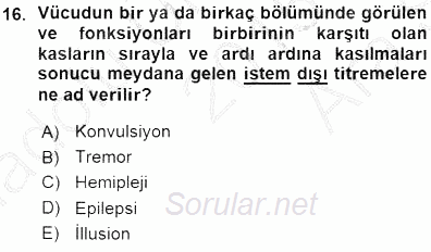 Tıbbi Terminoloji 2015 - 2016 Ara Sınavı 16.Soru