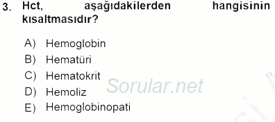 Tıbbi Terminoloji 2015 - 2016 Ara Sınavı 3.Soru