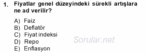 Gayrimenkul Ekonomisi 2013 - 2014 Tek Ders Sınavı 1.Soru