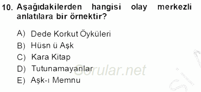 Tanzimat Dönemi Türk Edebiyatı 2 2014 - 2015 Ara Sınavı 10.Soru