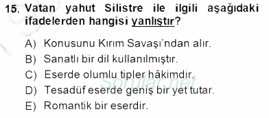 Tanzimat Dönemi Türk Edebiyatı 2 2014 - 2015 Ara Sınavı 15.Soru